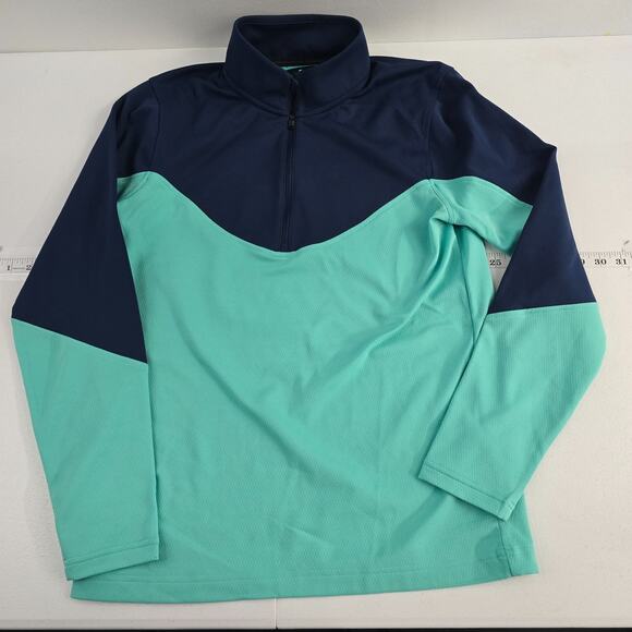 Under Armour Golf Men’s Small Loose Fit ½ Zip Pullover Blue Teal Colorblock 6409 - Picture 1 of 8